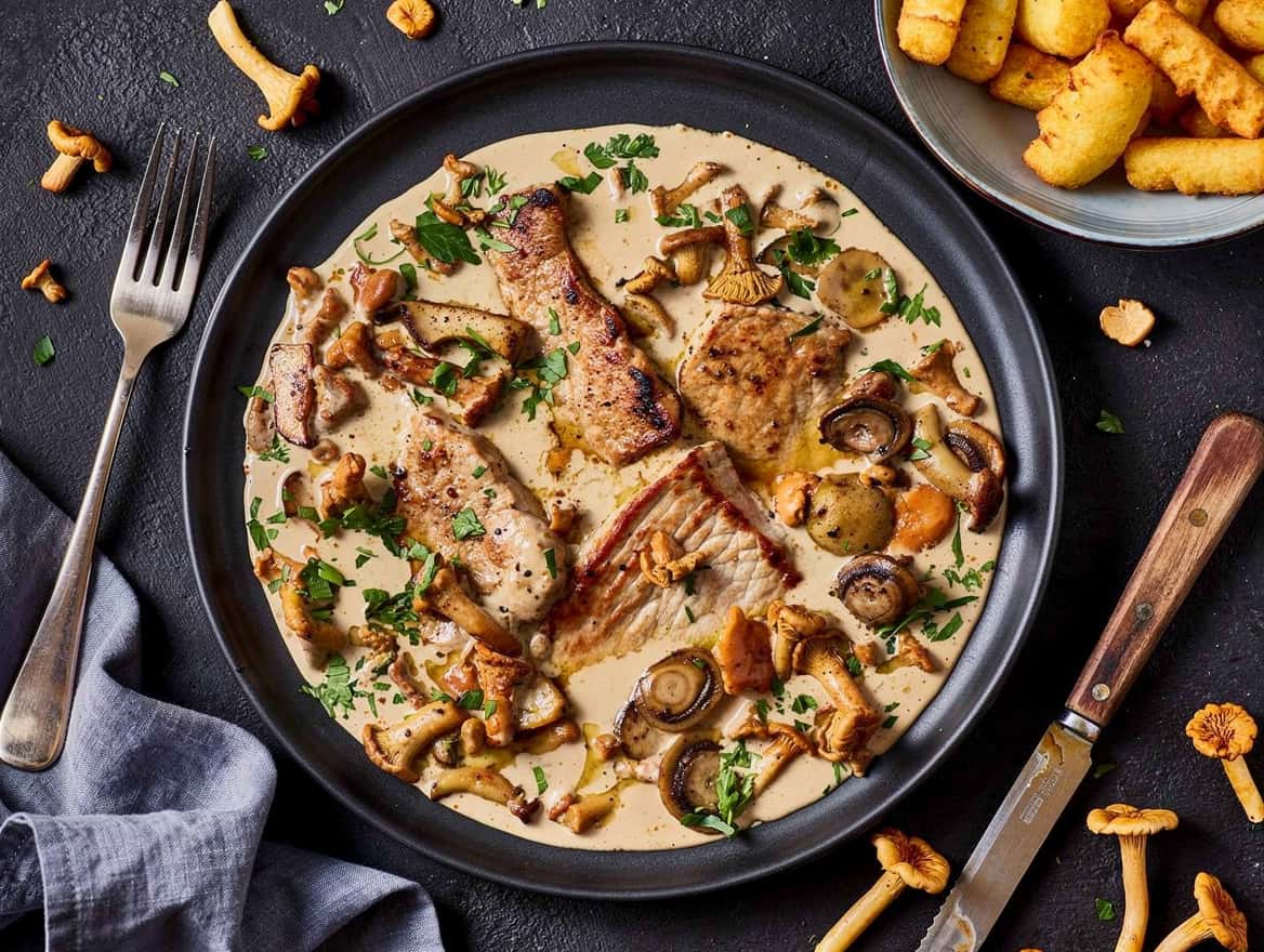 Jägerschnitzel mit Champignon-Rahmsauce