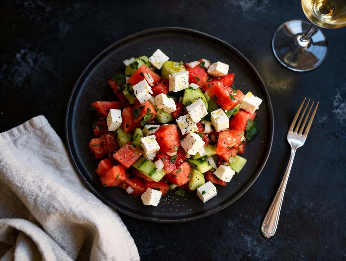 Wassermelonen-Salat mit Feta und Minze