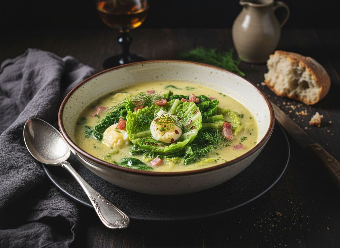 Rumänische Salatsuppe mit Omelett