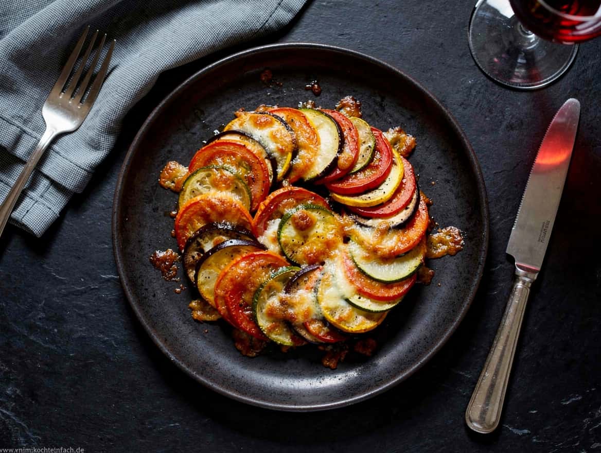 Einfaches Ratatouille mit Mozzarella