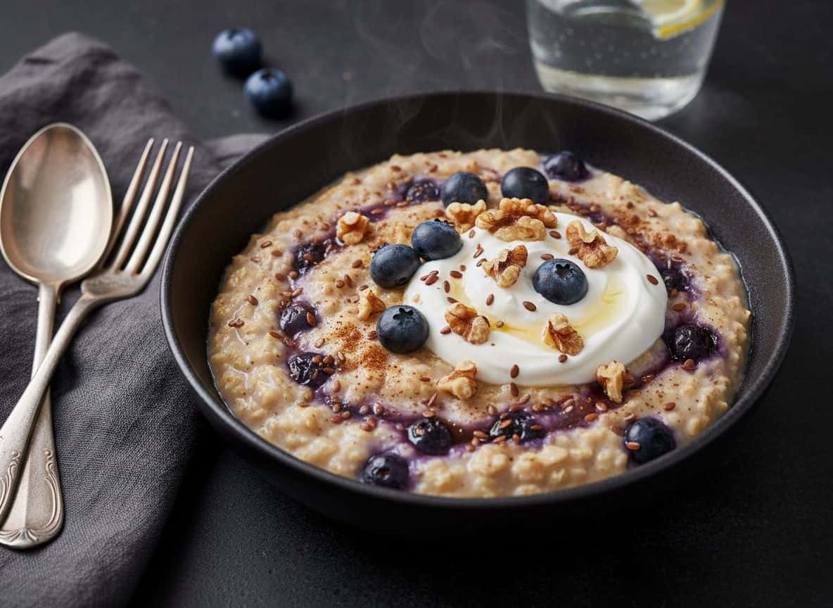 Haferflocken mit Beeren und Nüssen