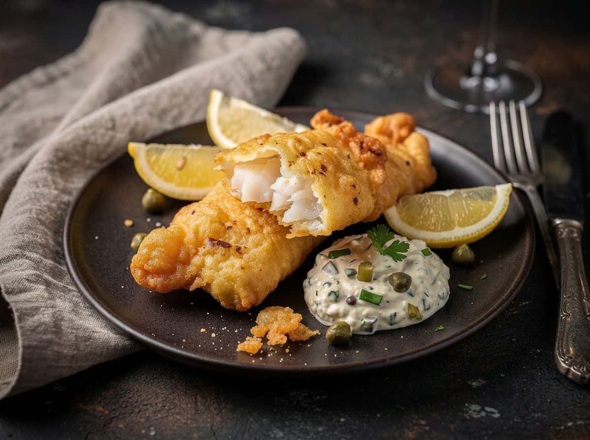 Backfisch im Bierteig mit Remoulade