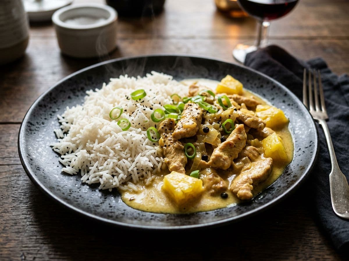Curry-Geschnetzeltes mit Ananas und Sahne