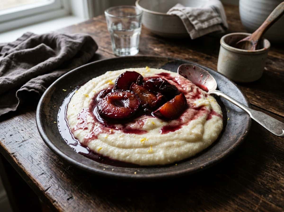 Grießbrei mit Zwetschgenkompott