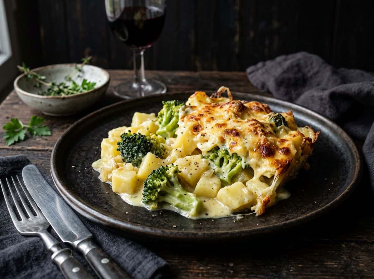 Kartoffel-Brokkoli-Auflauf mit Sahne-Senf-Sauce