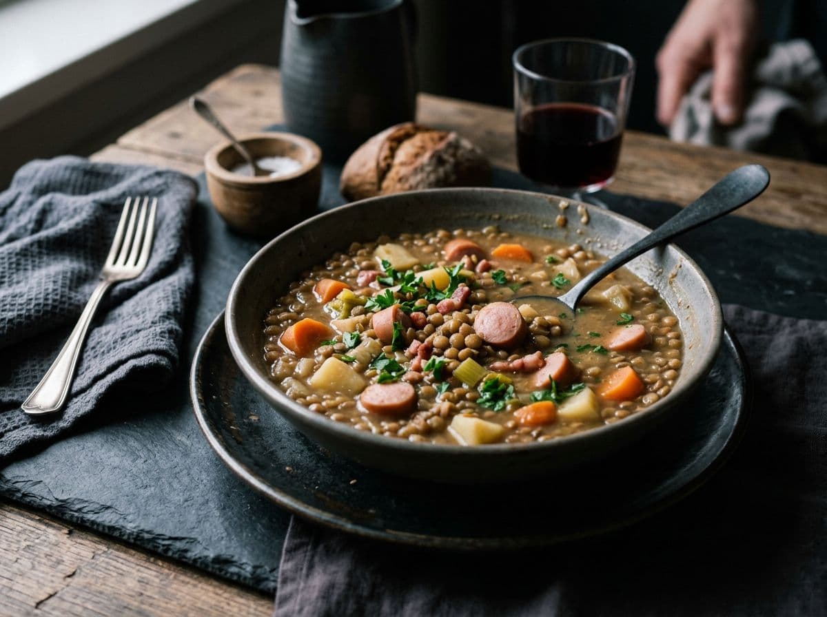 Linsensuppe mit Würstchen