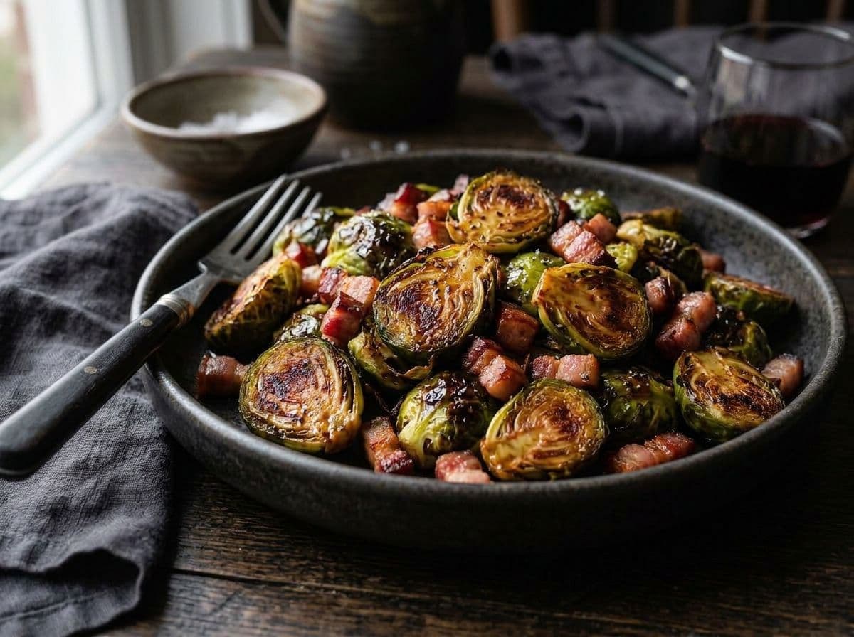 Rosenkohl aus dem Ofen mit Speck