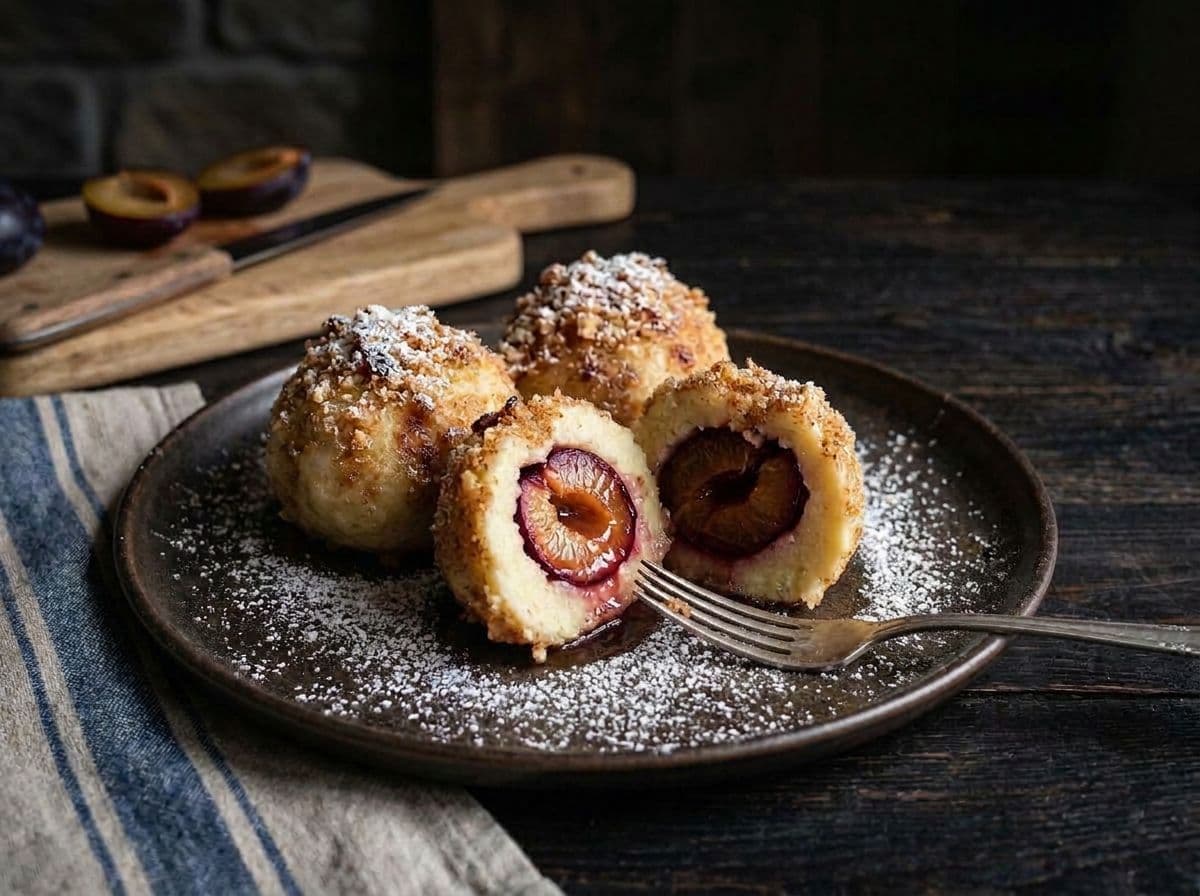 Zwetschgenknödel aus Kartoffelteig